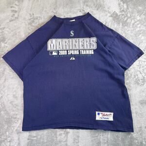 Y2K Seattle Mariners 2009 Spring Training Majestic MLB T Shirt Blue Men’s XL